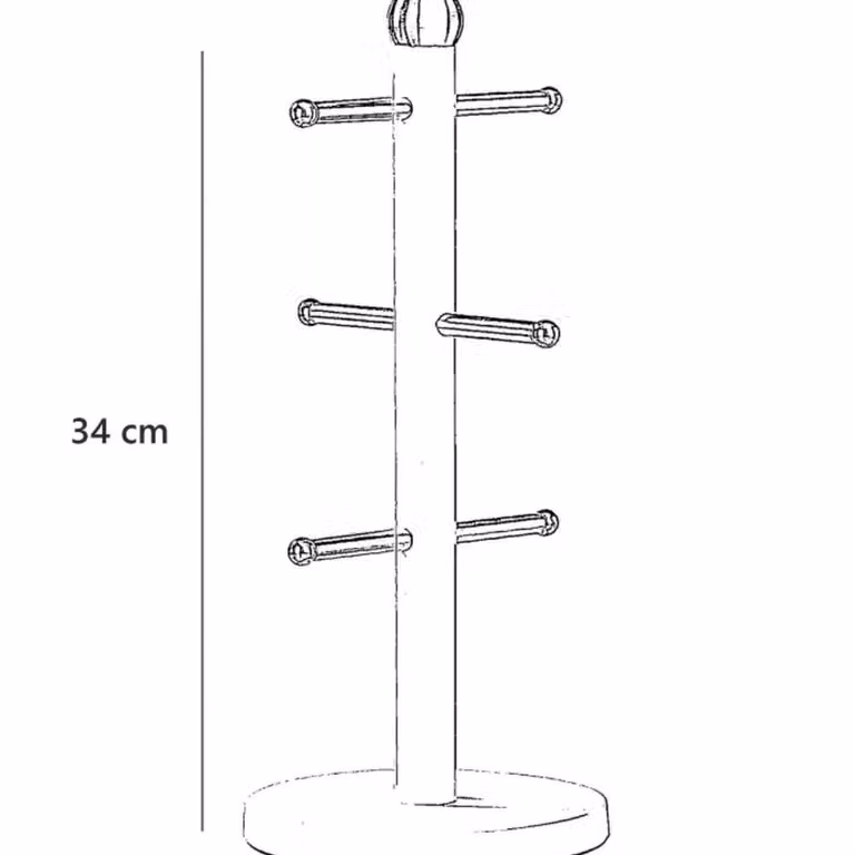 Kelvenix White Coated Stainless Steel 6 Cup Mug Tree Kitchen Storage Rack