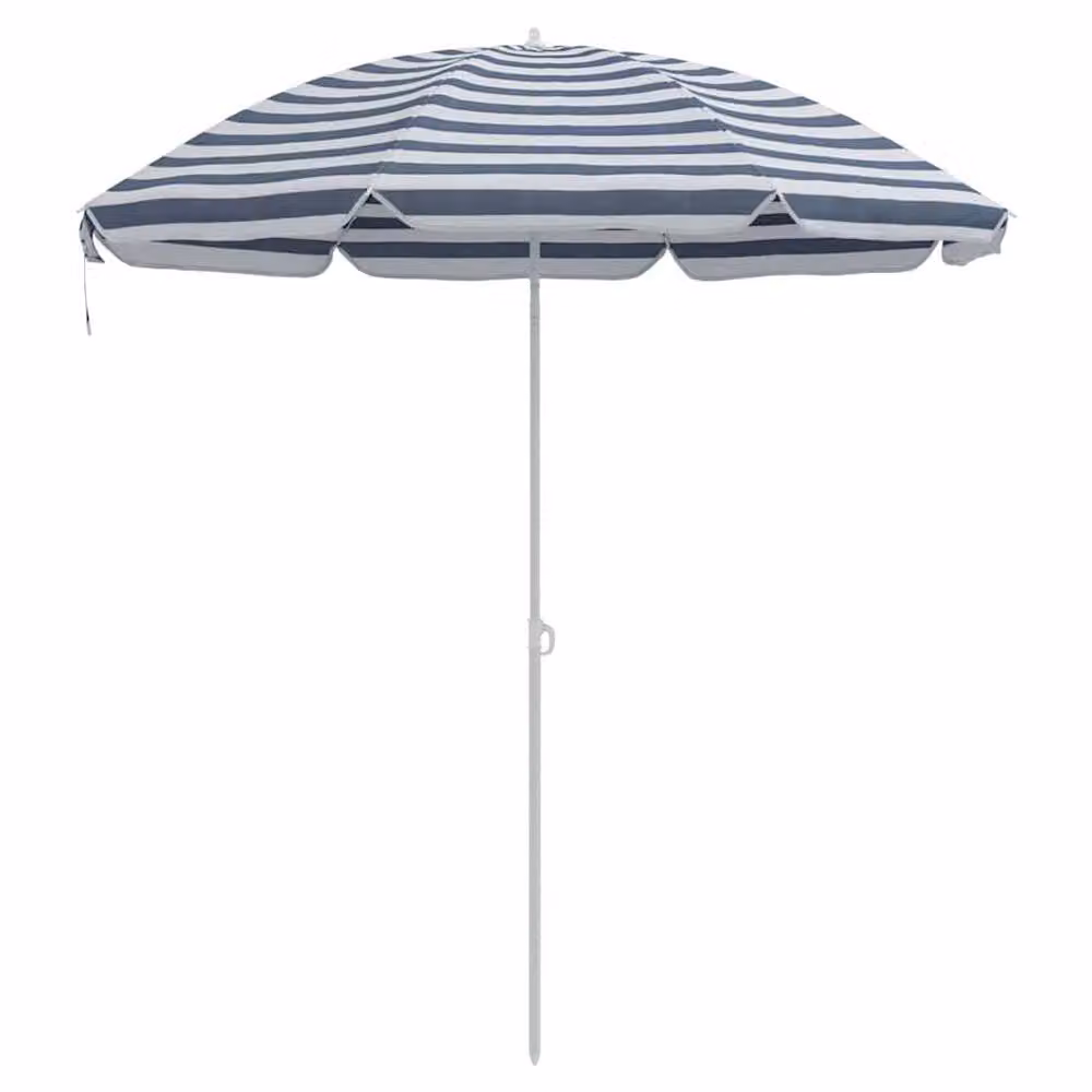 Berkfield Home White Beach Parasol with Aluminium Pole, Blue and White Striped, W/D/H: 300 x 272 x 263 cm – 3