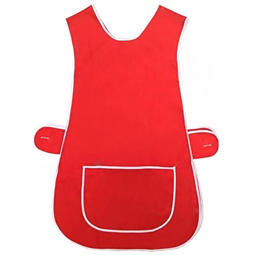 MyShoeStore Ladies Red Catering Tabard Apron with Front Pocket