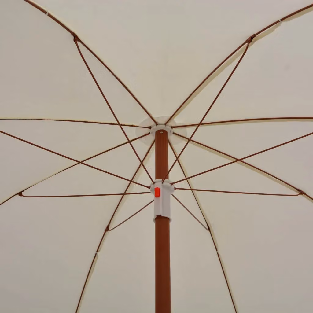 Berkfield Home Parasol with Steel Pole and Polyester Canopy in Beige Sand, Diameter: 180 cm – 2
