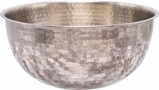 Buckingham Round Stainless Steel Salad Mixing Bowl with Hammered Effect, 7.2 l, Silver