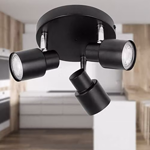 First Choice Lighting Set of 2 Black Round IP44 Bathroom Spotlights with 3 Adjustable Dimmable GU10 Lights – 4