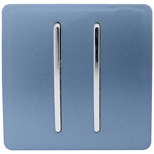 Trendi 2 Gang 2 Way 10 Amp Sky Blue Glossy Plastic Electrical Wall Light Switch with Chrome Rocker – 1