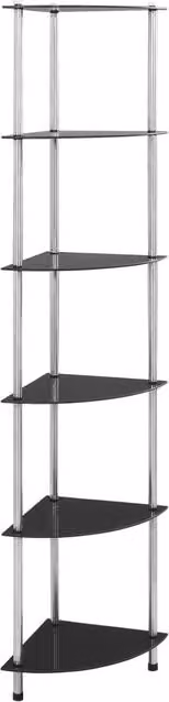 Berkfield Home 6-Tier Modern Shelving Unit in Black with Tempered Glass, W/D/H: 30 x 30 x 160 cm