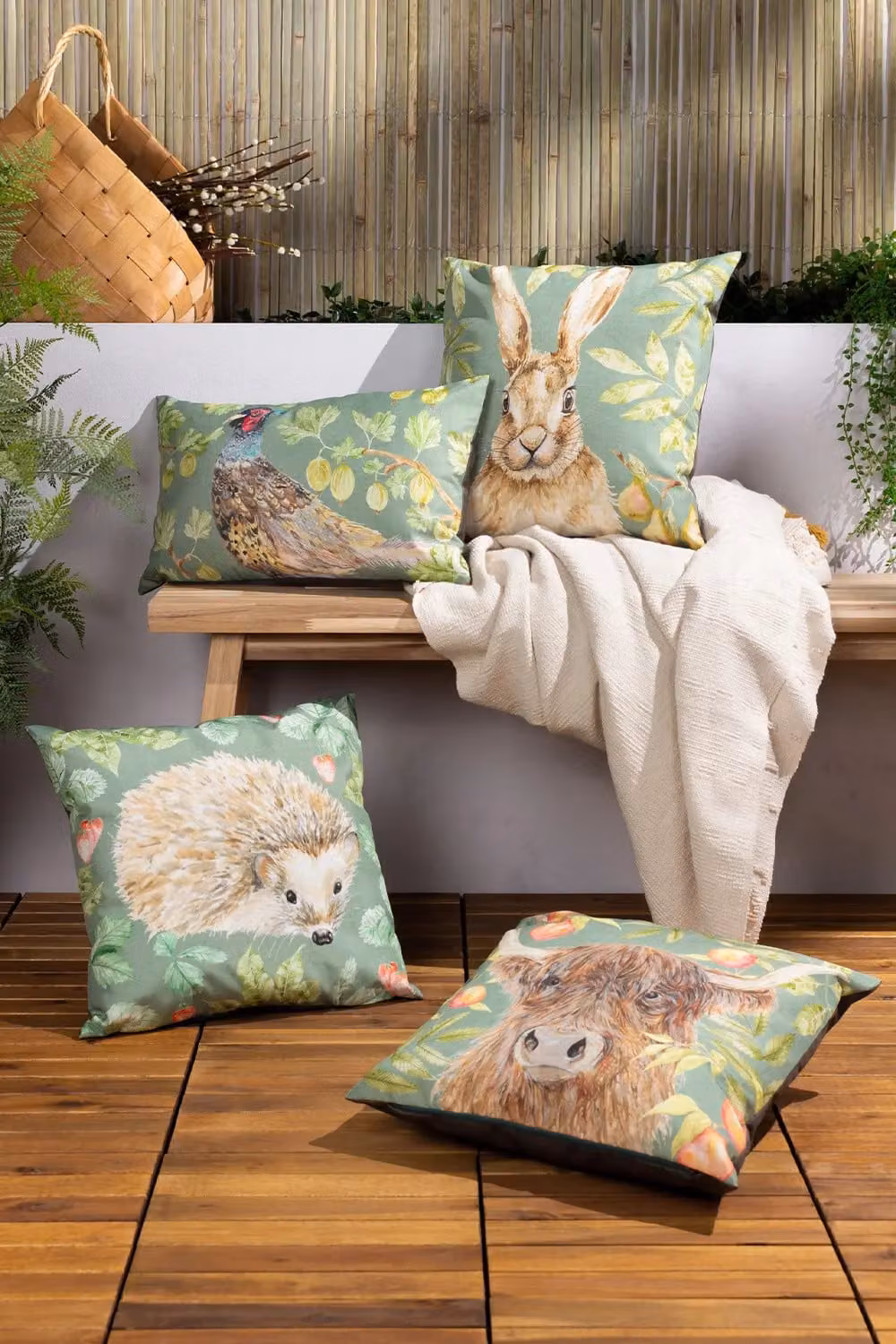 Evans Lichfield Grove Pheasant Polyester Filled Outdoor Cushion, Green, W/D/H: 50 x 30 x 0 cm – 3