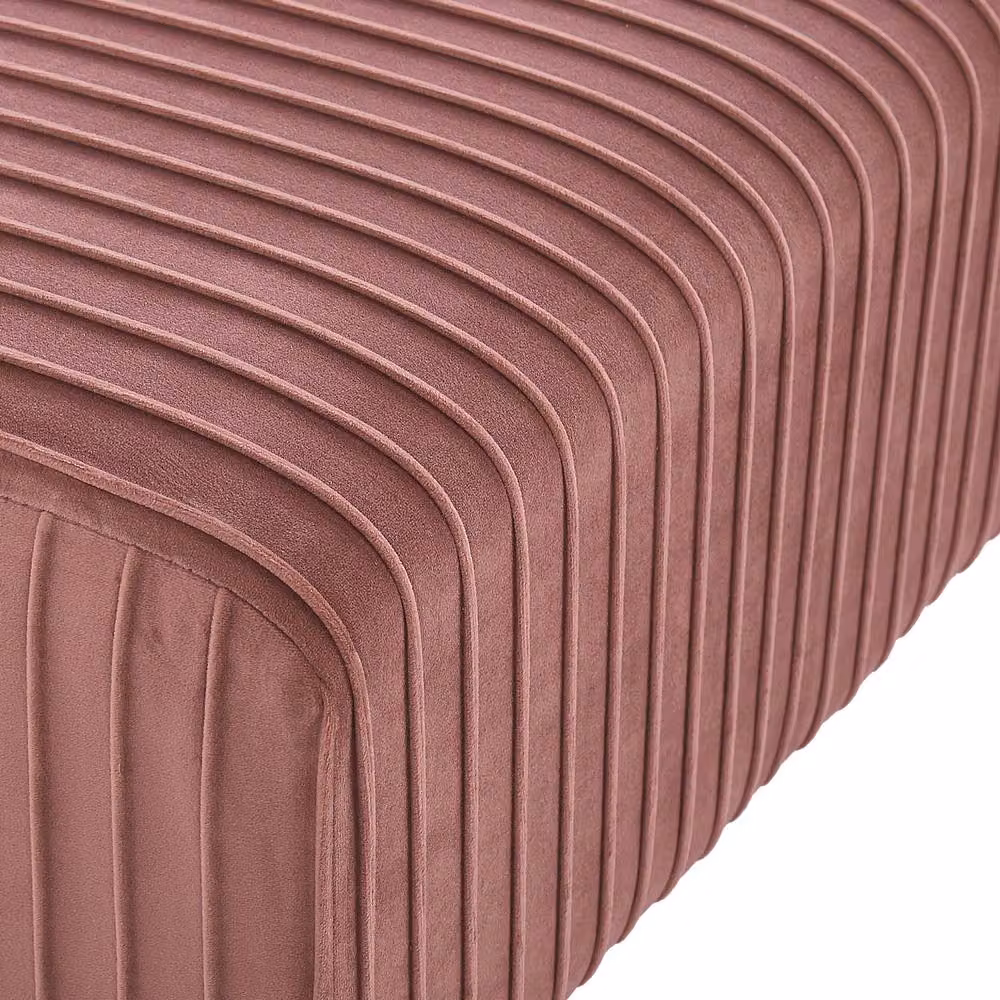 Wyld and Coco Pink Velvet Bench with Gold Metal Legs W: 118 cm, D: 40 cm, H: 42 cm – 3