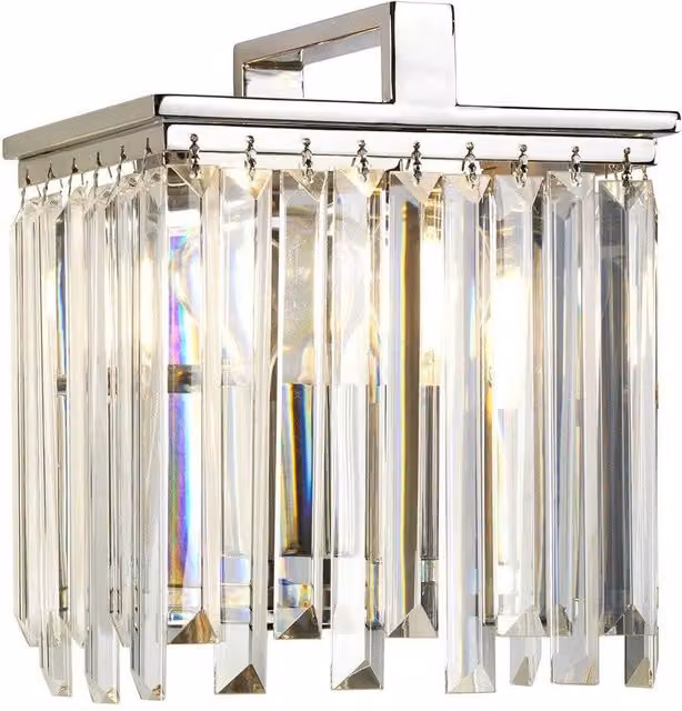 Netlighting Aries 1 Light Polished Nickel and Clear Crystal Wall Light