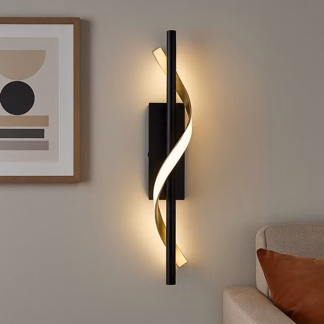 Eglo Conaprato Modern LED Up and Down Wall Light in Black and Brushed Brass