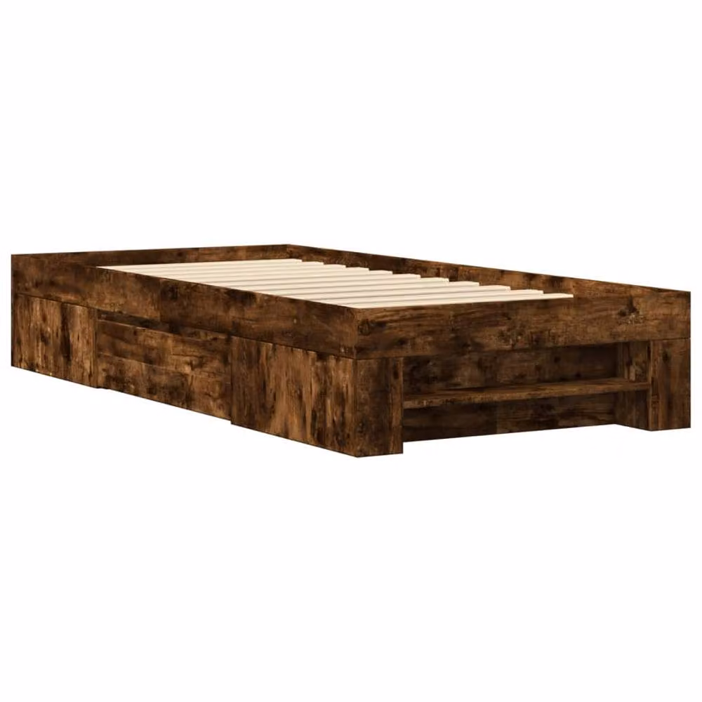 Berkfield Home Smoked Oak Bed Frame with Drawers, Brown, W: 90 cm, D: 200 cm – 3