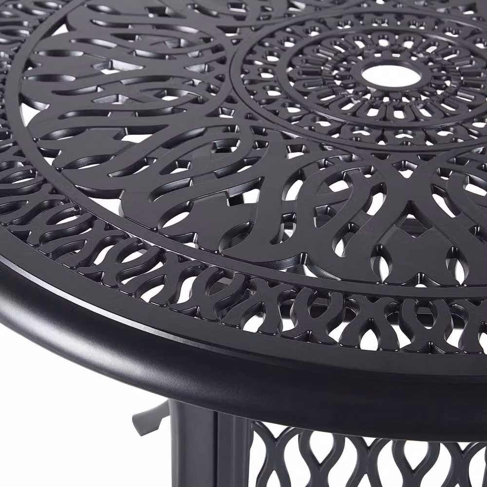 Wyld and Coco Round Aluminium Dining Table in Black Vintage, Diameter: 90 cm, Height: 72 cm – 3