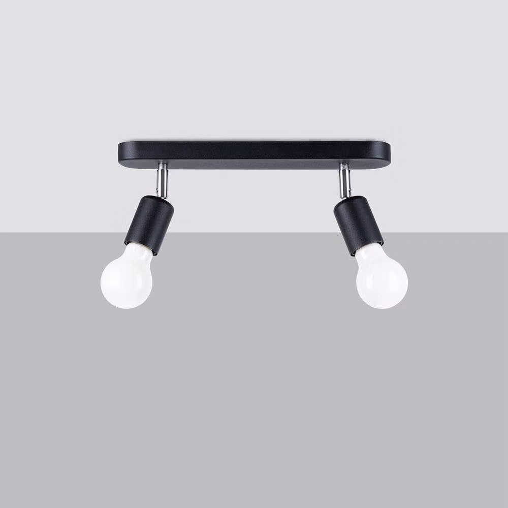 Sollux Lighting Minimalist Black Metal Ceiling Bar Lamp with 2 Lights, W/D/H: 33 x 13.5 x 6 cm – 2
