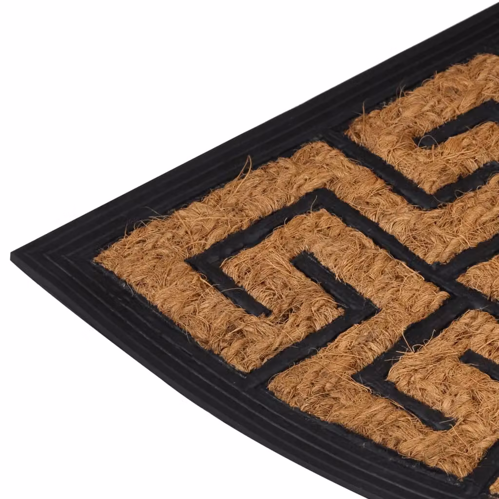 Berkfield Home Semicircular Half Round Door Mat in Brown, Rubber and Coir, W: 75 cm, D: 45 cm – 3