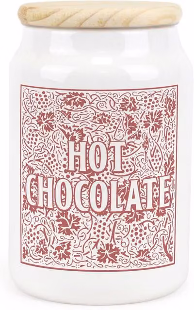 Purely Home Red Oak Leaves and Berries Ceramic Hot Chocolate Storage Canister in Red and White