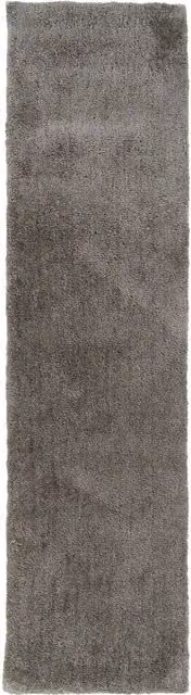The Rug House Modern Grey Shaggy Rectangular Polyester Rug W: 60 cm, L: 240 cm