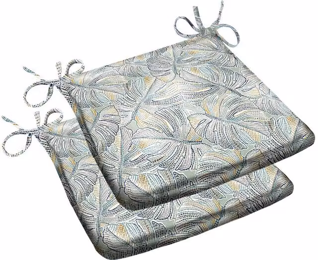 Livinluxury Water Repellent Garden Seat Pads Set of 2, Green, W/D/H: 38 x 36 x 36 cm