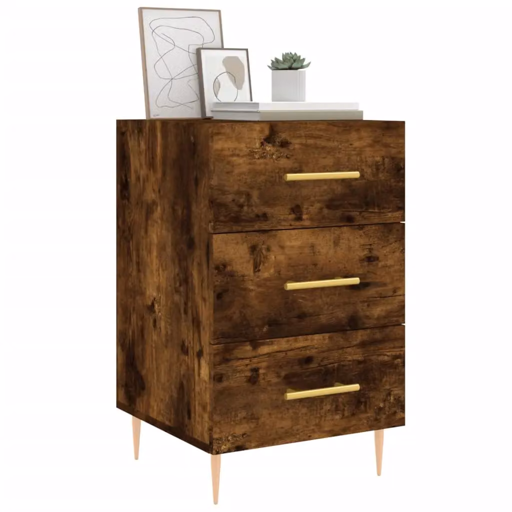 Berkfield Home Bedside Cabinet in Smoked Oak Brown, W/D/H: 40 x 40 x 66 cm – 3