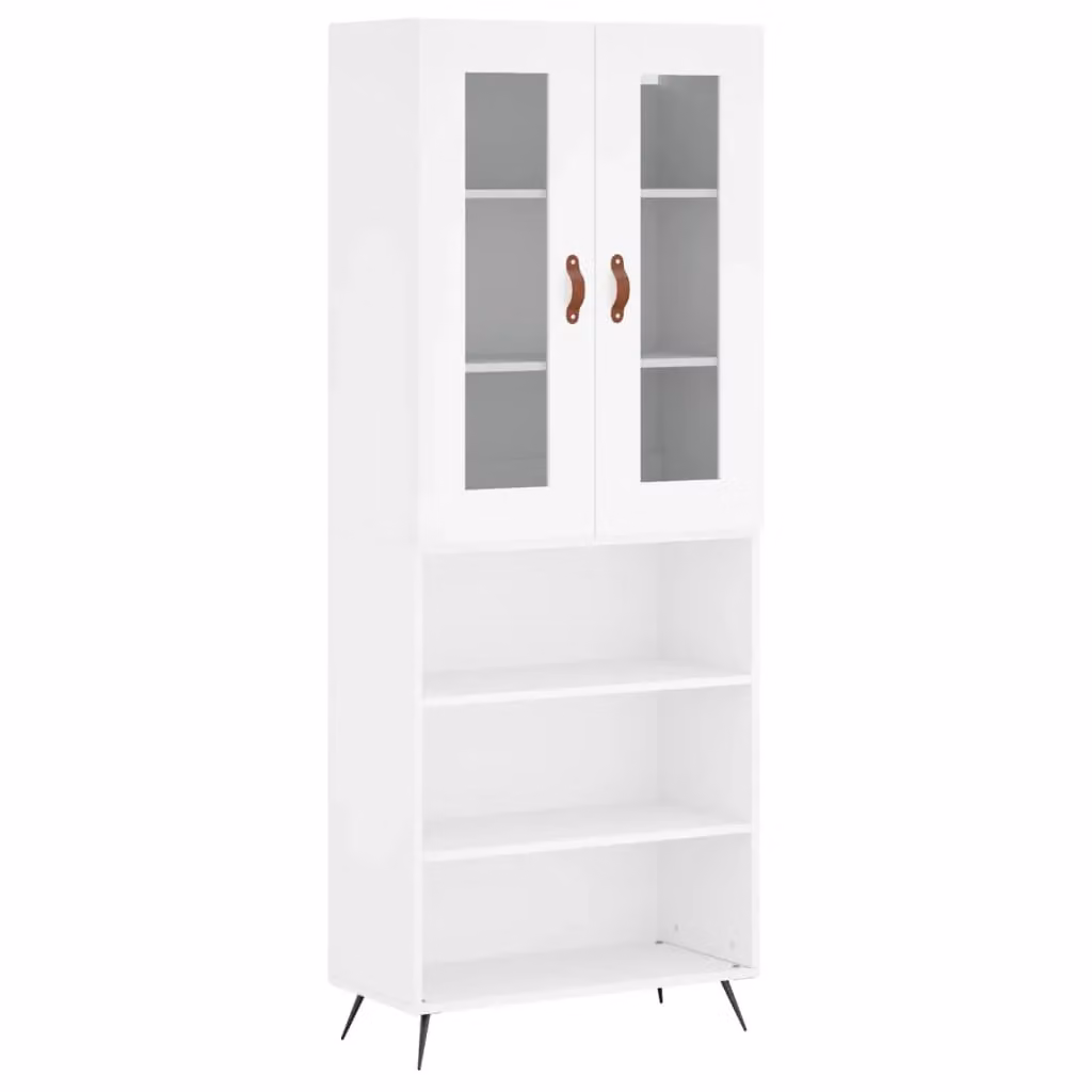 Berkfield Home Modern White Highboard with Glass Doors and Internal Shelves, W/D/H: 69.5 x 34 x 180 cm – 2