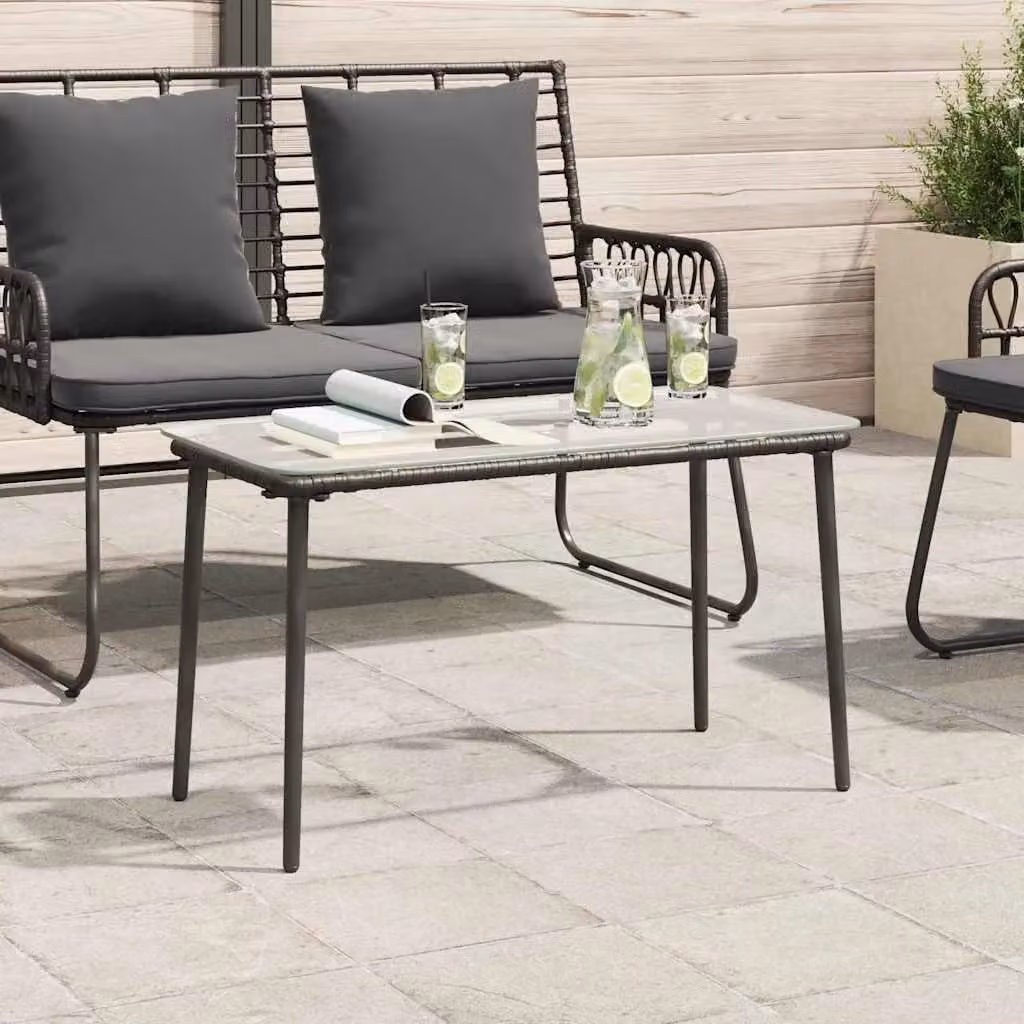 Berkfield Home Black Poly Rattan Garden Table W/D/H: 80 x 40 x 45 cm – 3