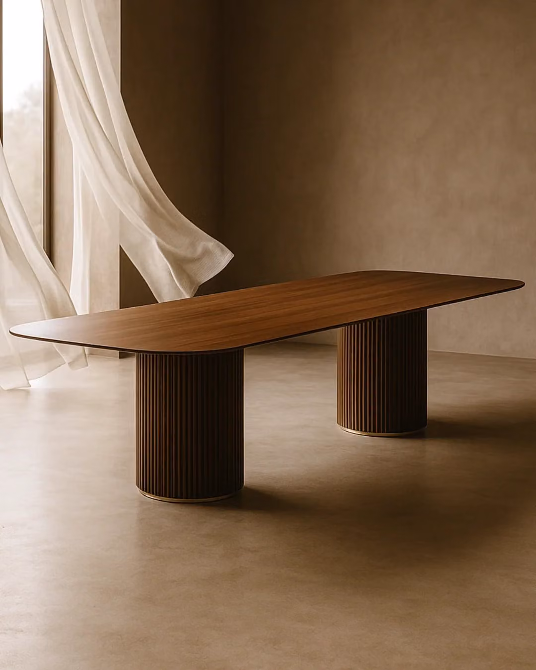 Tommy Franks Lantine 280 Oval Dining Table in Brown Walnut and Metal, W: 280 cm, H: 75 cm