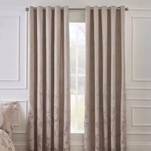 Catherine Lansfield Opulent Jacquard Lined Eyelet Curtains, Gold, W: 168 cm, H: 229 cm – 2