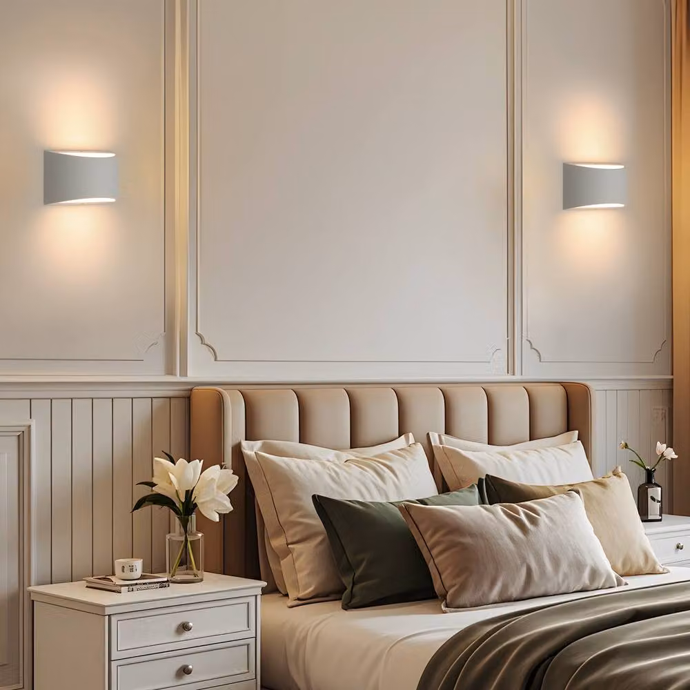 Pheashine 2 Pack White Plaster Up and Down Wall Sconce with G9 Warm White Light, W/D/H: 20 x 13 x 9 cm – 3