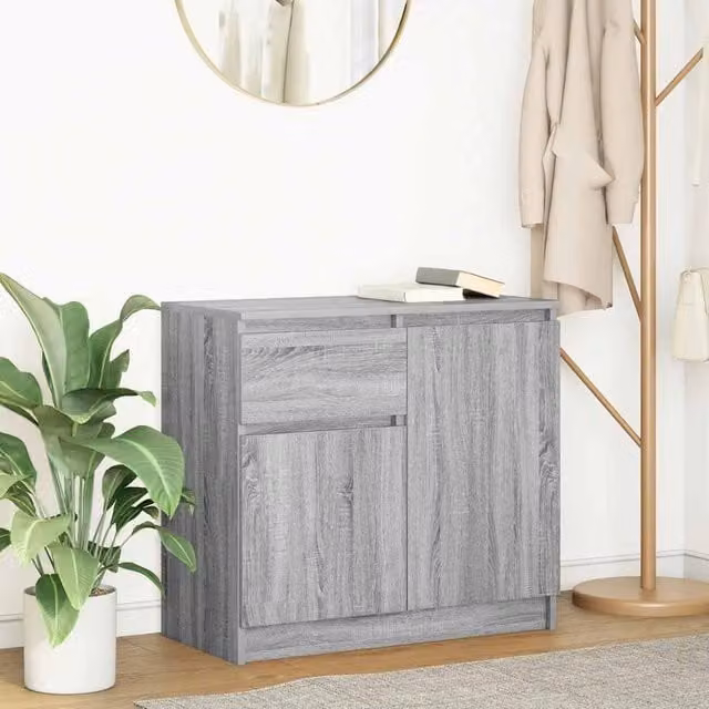 Berkfield Home Grey Sonoma Sideboard with Drawer, W/D/H: 71 x 35 x 65 cm – 1