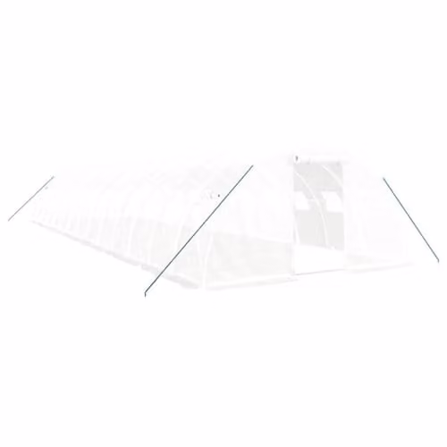 vidaXL Greenhouse with Steel Frame in White, 56 m2, W: 14 m, D: 4 m, H: 2 m