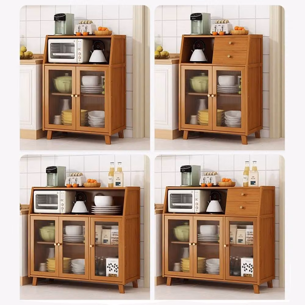 KORVIXA Brown Wooden Sideboard Cabinet Cupboard W/D/H: 100 x 100 x 100 cm – 2