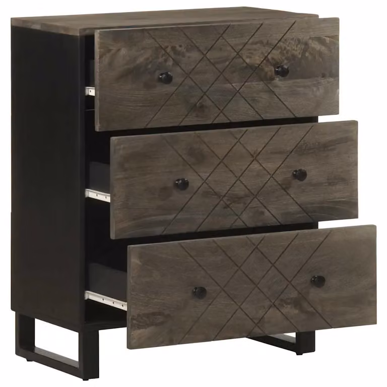 Berkfield Home Black Mango Wood Sideboard, W/D/H: 60 x 33 x 75 cm