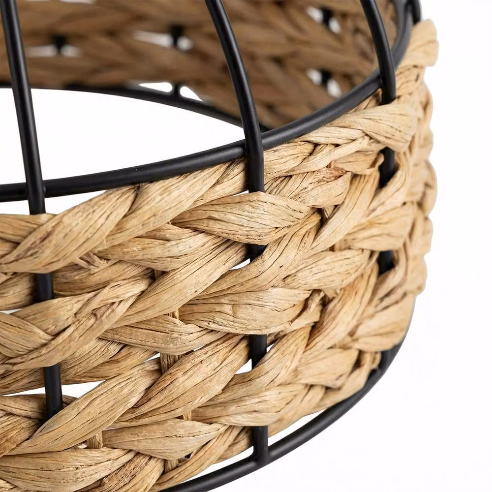 Emitto Modern Round Woven Rattan Style Ceiling Pendant Light Shade in Black, Diameter: 25 cm – 3