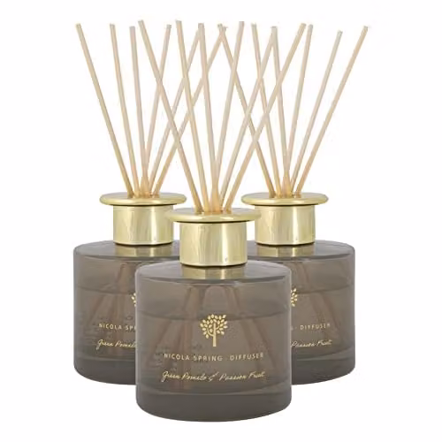 Nicola Spring Pomelo & Passion Fruit Scented Reed Diffuser Set, Pack of 3, 200ml per bottle, Grey