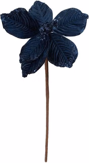VFM e-Store Blue Fabric Poinsettia Christmas Pick, W/H: 32 x 18 cm – 1
