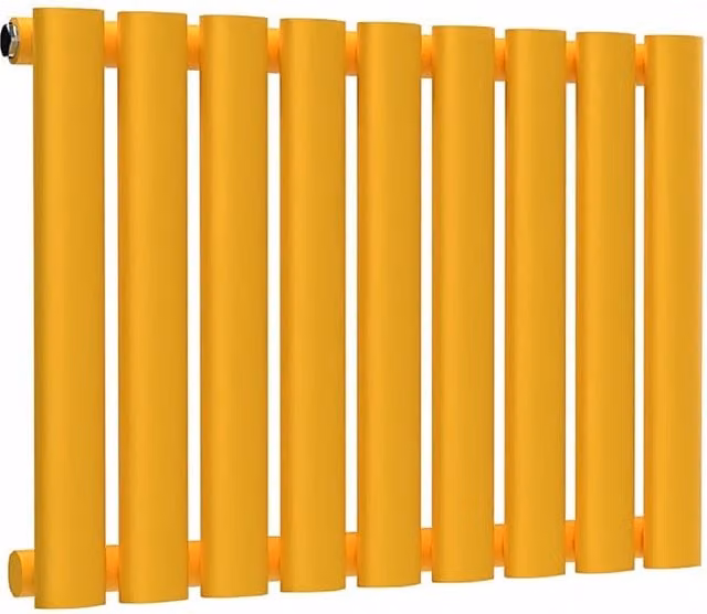 Lux Heat Oval Horizontal Steel Radiator in Yellow, W: 54 cm, H: 40 cm, D: 4 cm