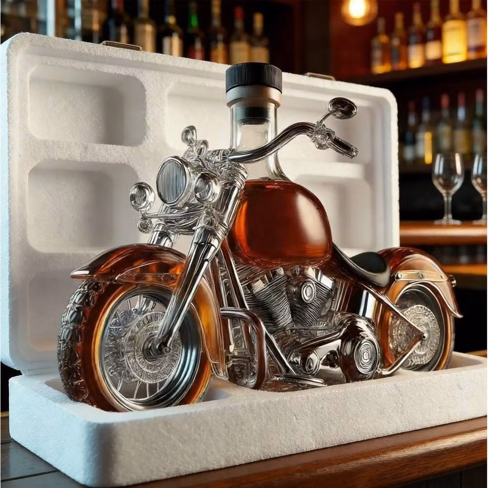 NESTLUNE Motorcycle Whiskey Decanter in Clear Glass – 3