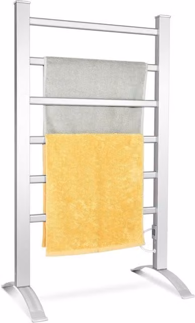 Costway 2-in-1 Multifunctional Electric Towel Warmer and Drying Cloth Stand Rack, 100W, Silver Aluminium
