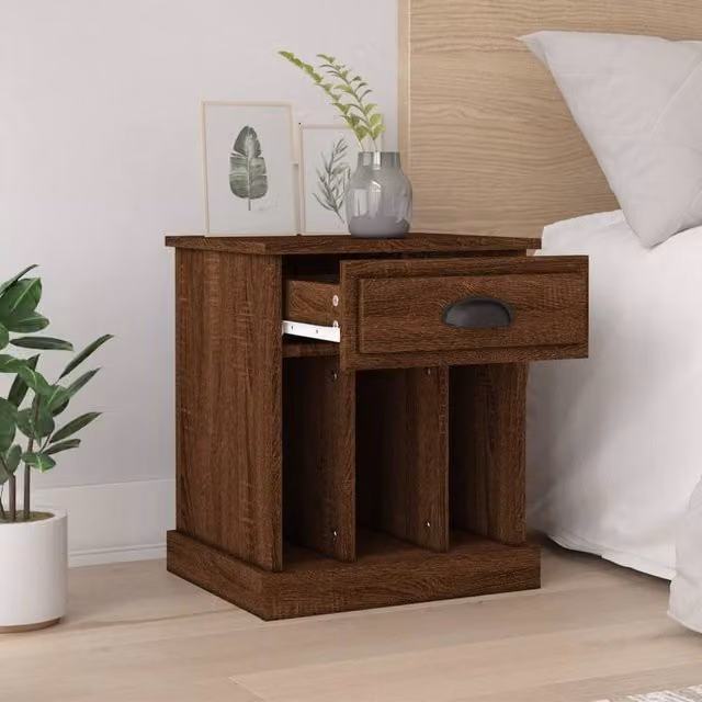 Berkfield Home Elegant Bedside Cabinets, 2 Piece Set in Brown Oak, W: 43 cm, D: 36 cm, H: 50 cm