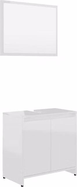 Berkfield Home Modern High Gloss White Bathroom Furniture Set with Vanity Unit and Mirror Cabinet
