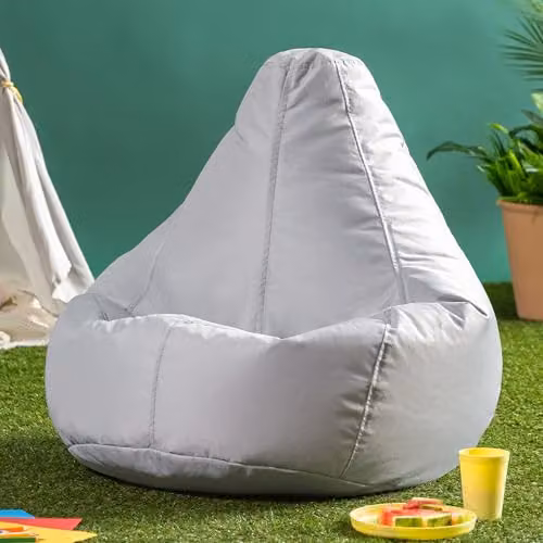 Bean Bag Bazaar Set of 2 Grey Outdoor Kids Bean Bag Chairs with Water Repellent Fabric – 3
