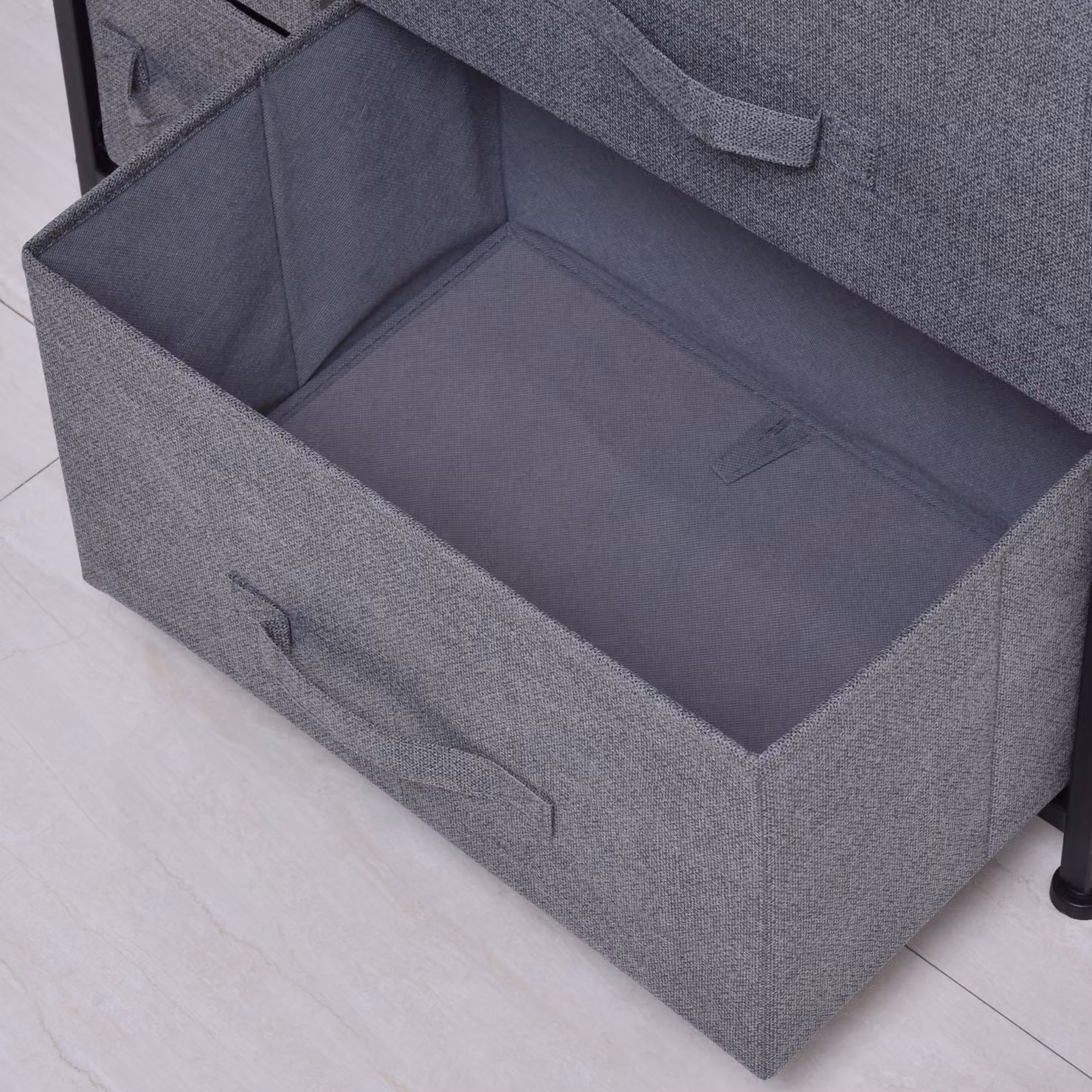 HOMCOM Modern Dark Grey Chest of Drawers with Large Storage Space and Adjustable Feet – 5