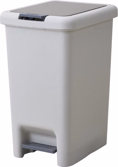 Livingandhome 15l Plastic Foot Pedal Bin in Grey