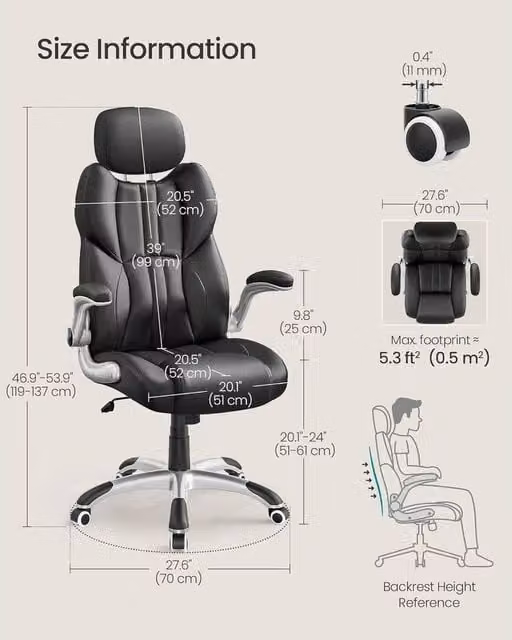FORGEVIO Ergonomic Black Synthetic Leather Gaming Chair for Home Office and Adults – 1