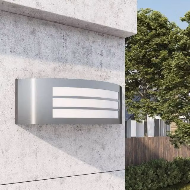 Berkfield Home Modern Silver Stainless Steel Outdoor Wall Light for Garden