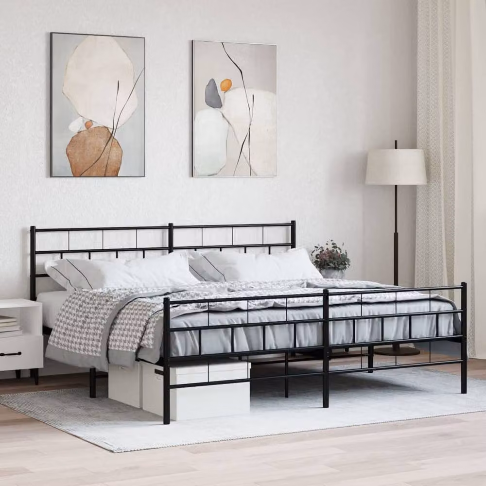 Berkfield Home Modern Metal Bed Frame with Headboard and Footboard in Black, 200 x 200 cm – 2