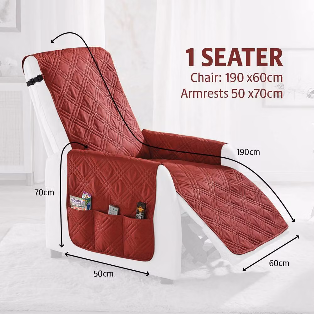 Coopers of Stortford Red Recliner Cover with Armrest Cover, Water Repellent and Stain Resistant Non-Slip Design – 5