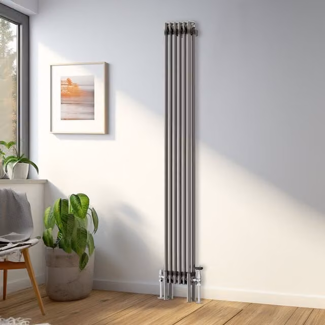 Right Radiators Traditional Raw Metal Double Column Vertical Radiator, Height: 180 cm, Width: 29 cm