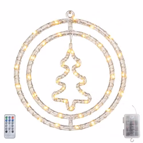 Samuel Alexander 33cm Hanging Christmas Tree Ring with 45 Warm White LEDs, Remote Control and Timer – 3