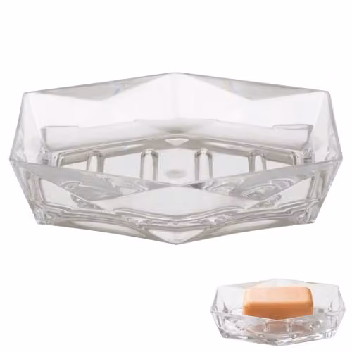 Orsina Geometric Acrylic Soap Dish in Transparent, W/D/H: 12 x 4 x 15 cm – 1