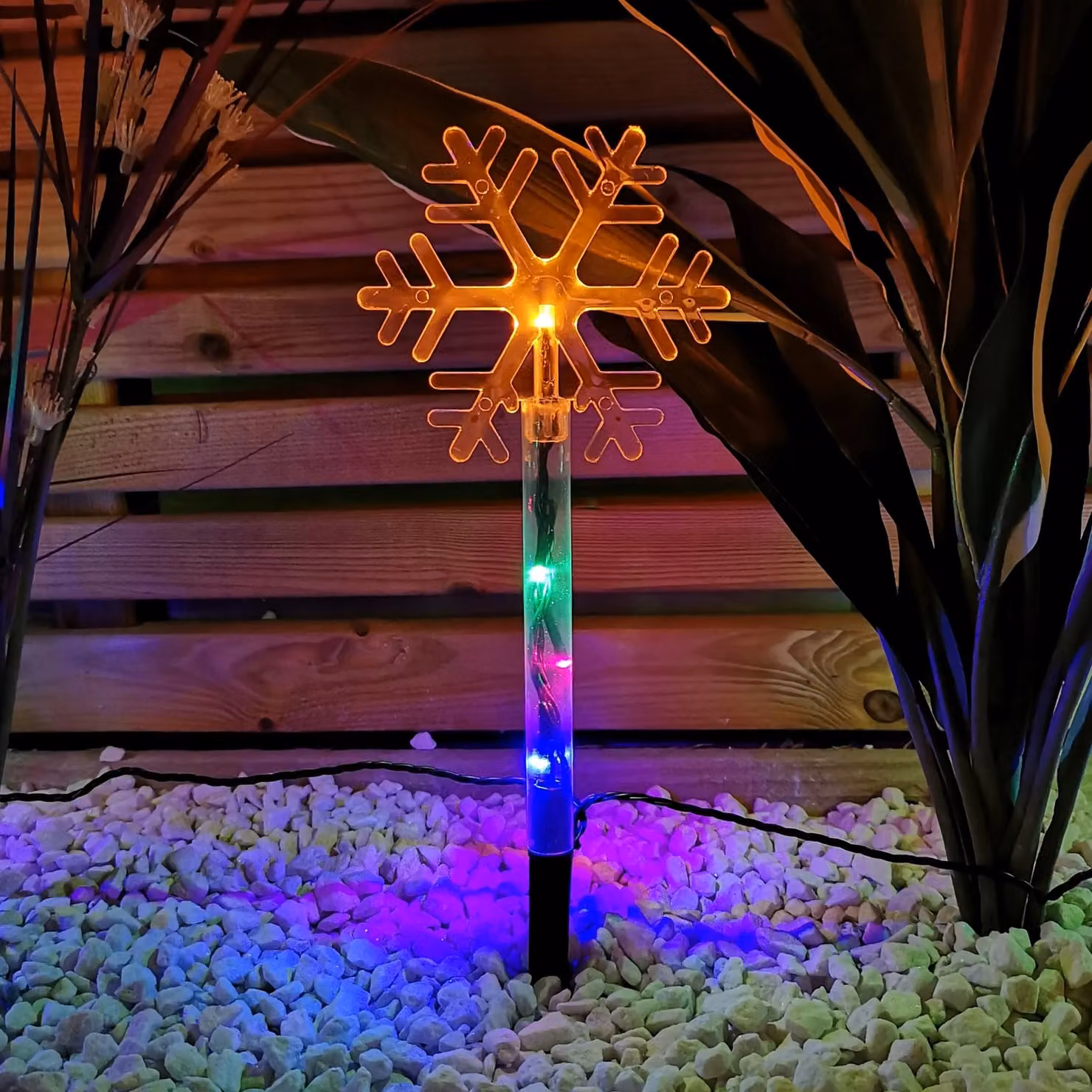 Samuel Alexander Set of 8 Battery Operated LED Multi Coloured Snowflake Path Lights with Timer – 2