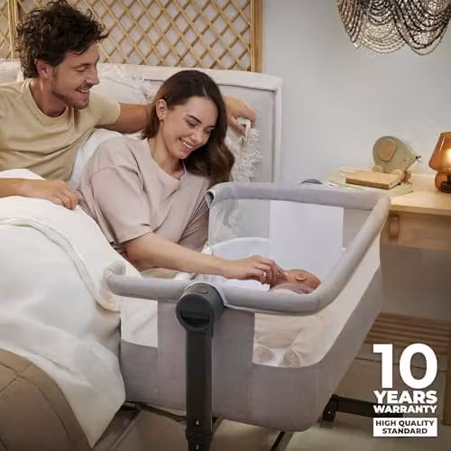 Kinderkraft Nestee UP 2 Co-Sleeping Cot in Grey with Birth Mattress and Height Adjustment – 2