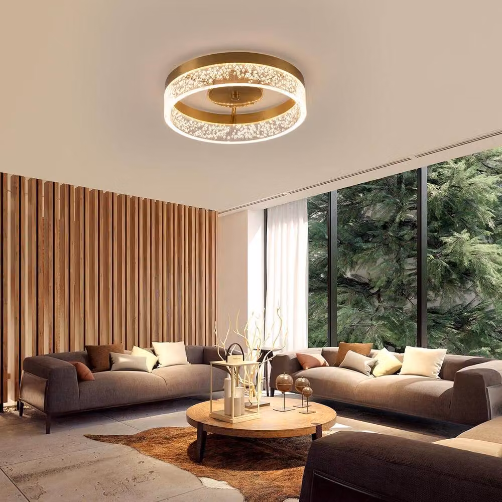 Garwarm Round Dimmable LED Ceiling Light in Gold/Brass, 20W Warm White Flush Mount Kitchen Lighting – 4